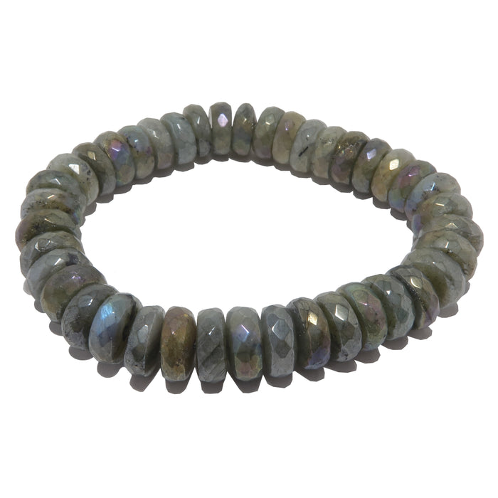 labradorite titanium coated faceted beaded bracelet