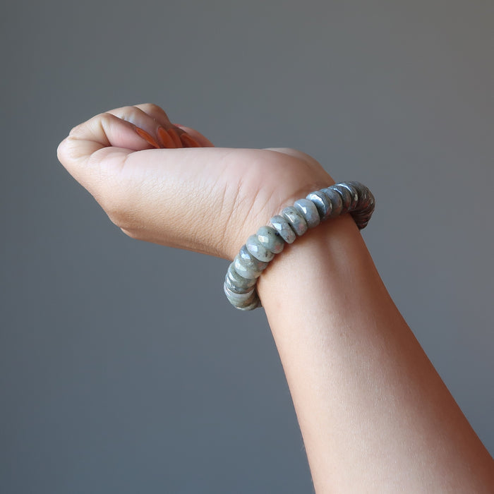 titanium labradorite bracelet on wrist