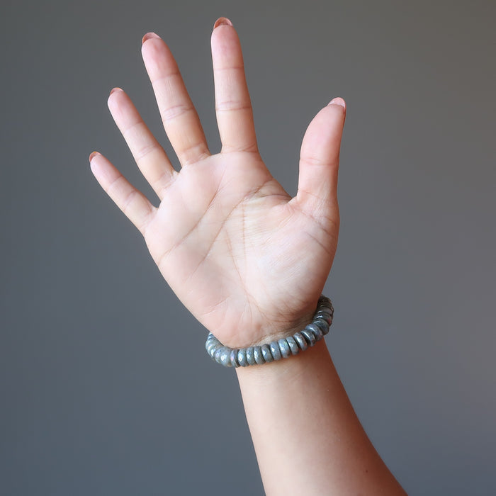titanium labradorite bracelet on wrist