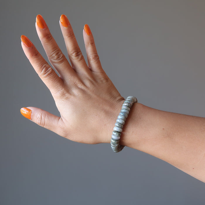 titanium labradorite bracelet on wrist