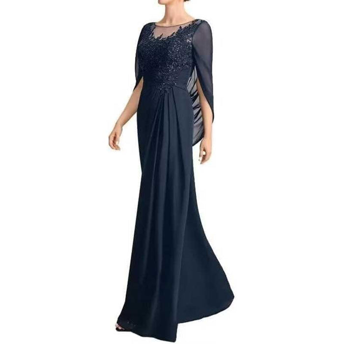 Lace Chiffon Mother of The Bride Dresses Long Cape Appliques Formal Wedding Gown