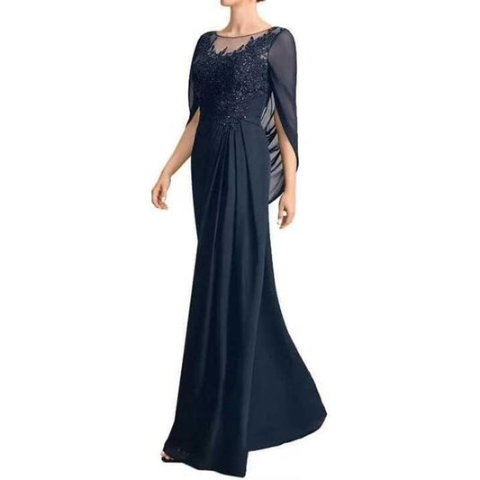 Lace Chiffon Mother of The Bride Dresses Long Cape Appliques Formal Wedding Gown