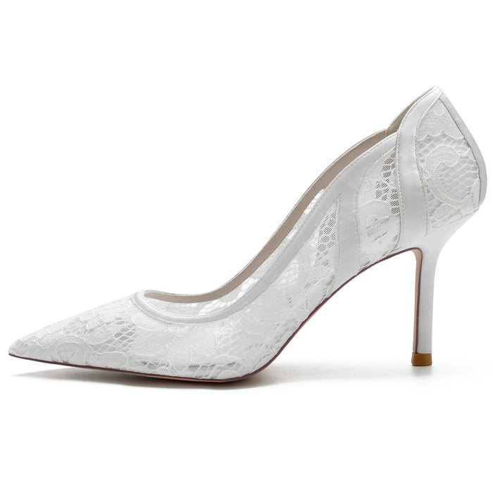 Lace Heels Ladies Bridal Party Pumps Formal Dress Shoes