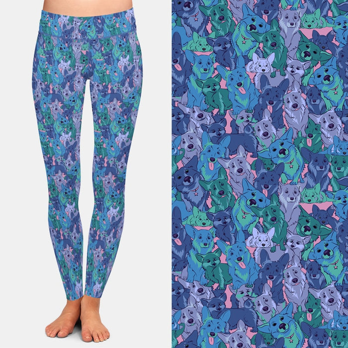 Ladies 3D Cute Dog Breed Digital Printed Leggings