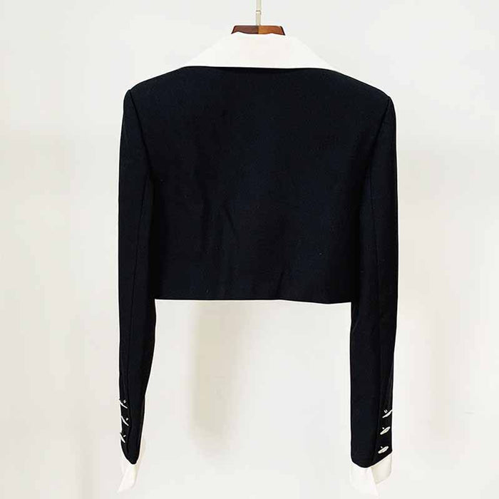 Ladies Black Short Blazer + Black Skirt 2 Pieces Set Mini Skirt Suits