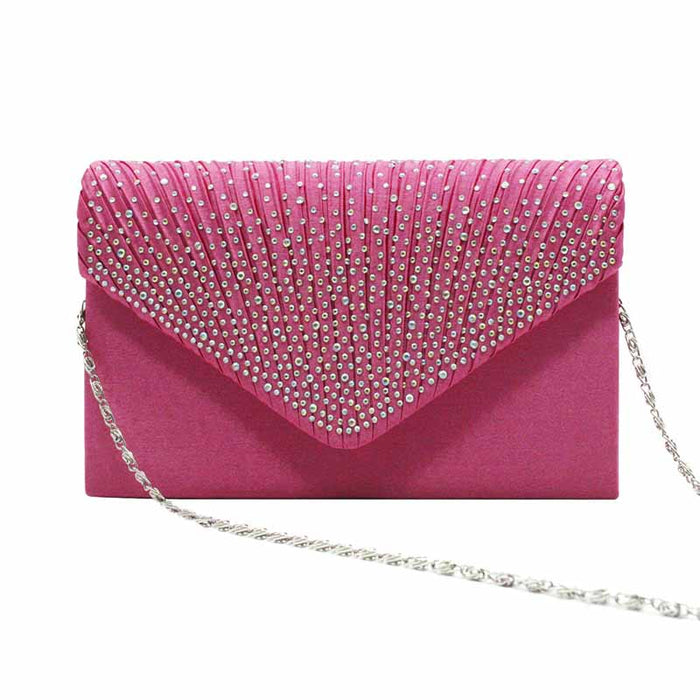 Ladies Satin Evening Clutch Purse Bag Crossbody Handbags Party Prom Wedding Envelope