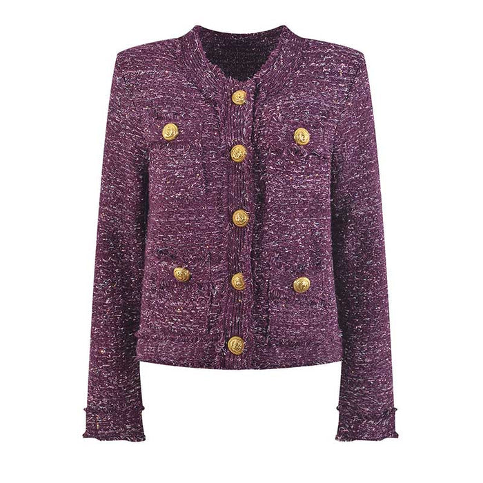 Ladies Tweed Short Jacket Casual Coat
