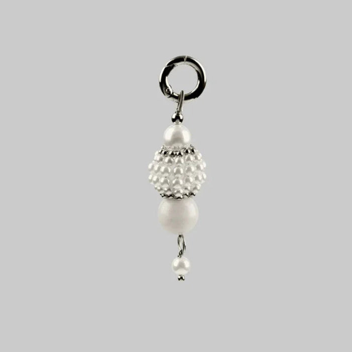 handcrafted beaded medallion with japanese pearl medallion and polymer metal beads silver ghost image