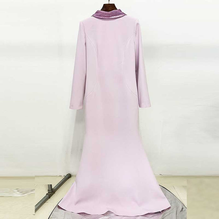 Lavender Backless Sequin-Beaded Evening Gown Long Formal Dress