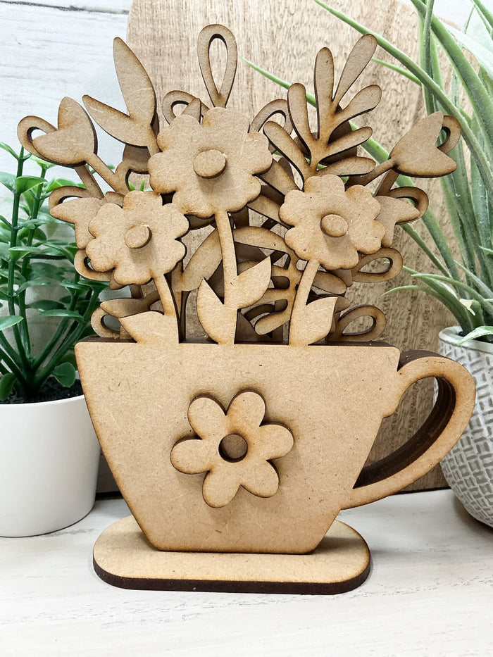 Layered Tea Cup Flowers DIY Kit