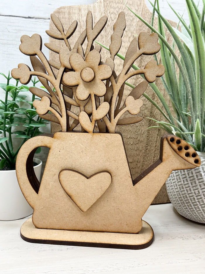 Layered Watering Can Heart Flowers DIY Kit