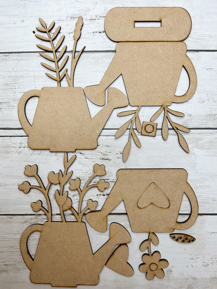 Layered Watering Can Heart Flowers DIY Kit