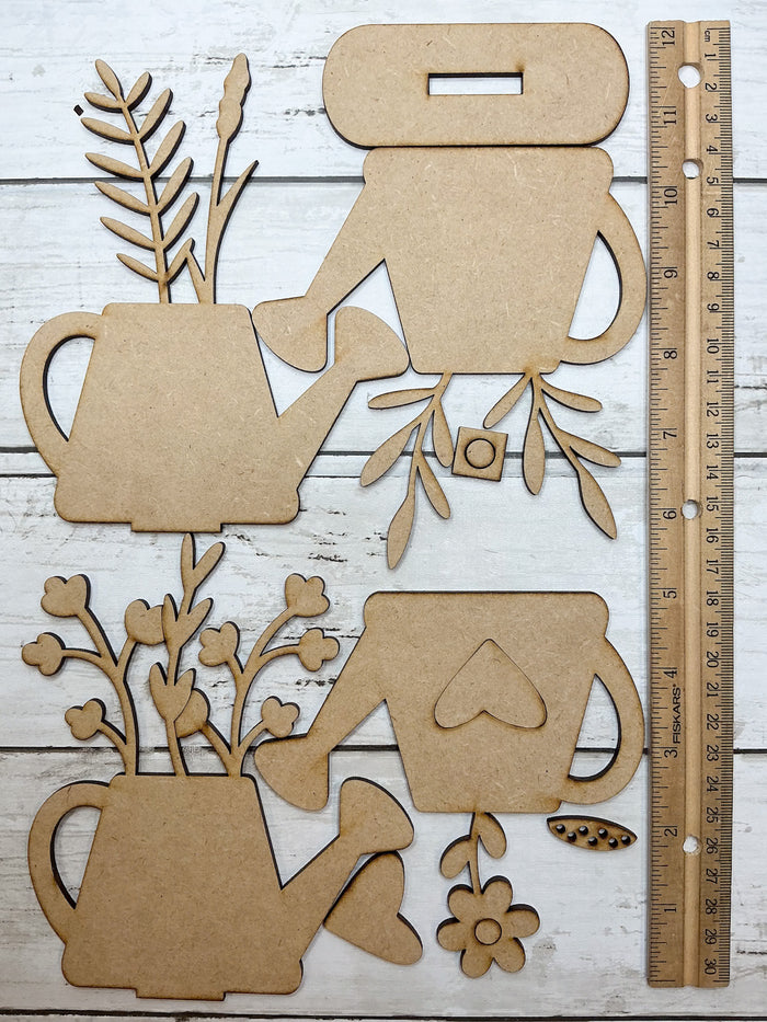 Layered Watering Can Heart Flowers DIY Kit