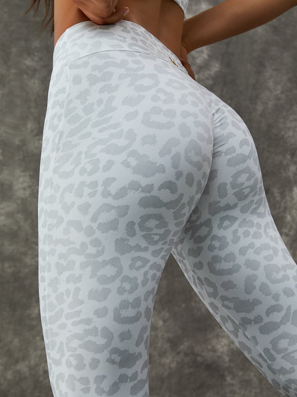 Leopard Print Zipper Stand Collar Tracksuit