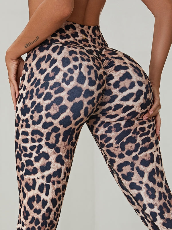 Leopard Scrunch Bum U Collar BacklessTracksuit