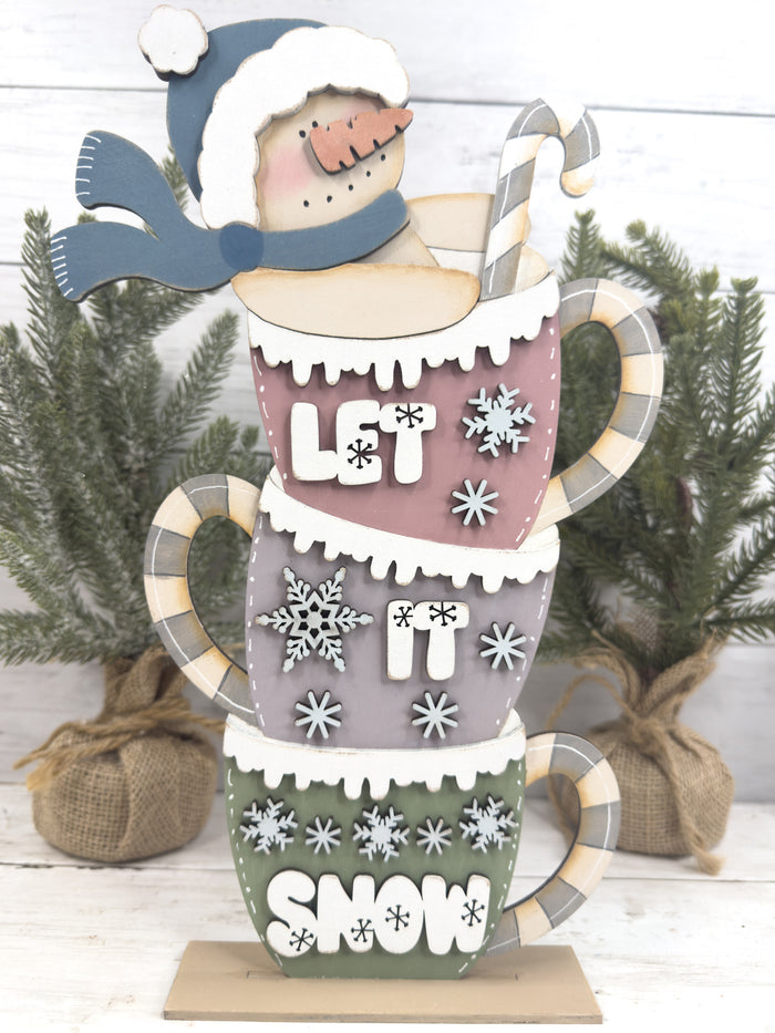 Let it Snow Stacked Cups Shelf Sitter DIY Kit