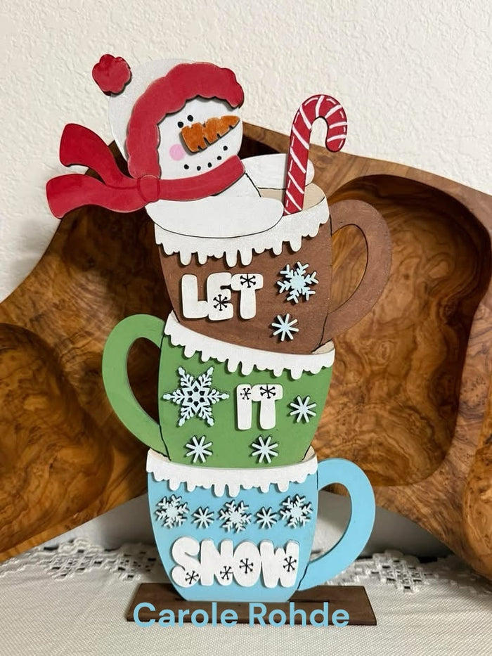 Let it Snow Stacked Cups Shelf Sitter DIY Kit