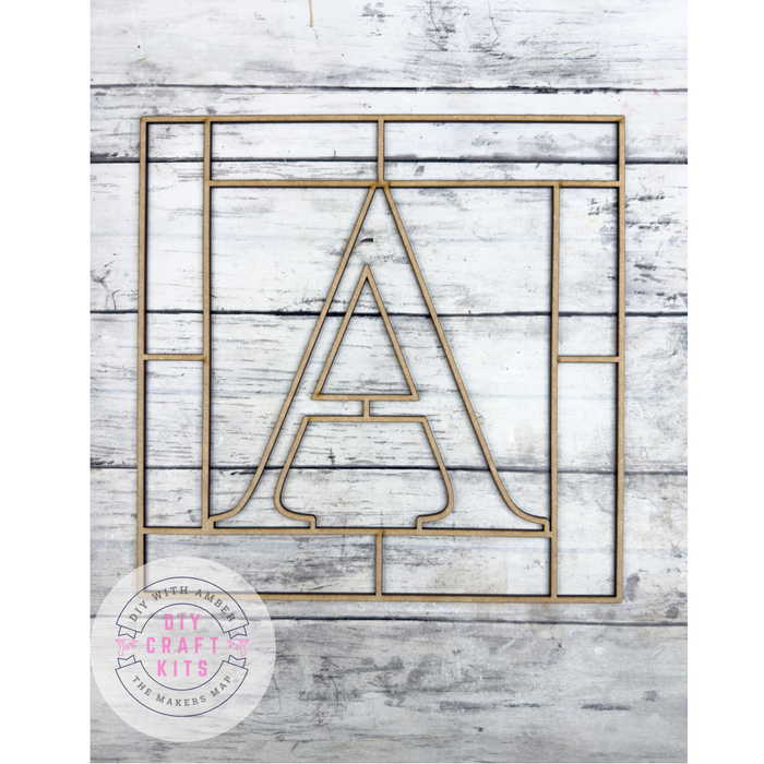 Letter A Square Monogram Laser Cut Outline Frame Blank