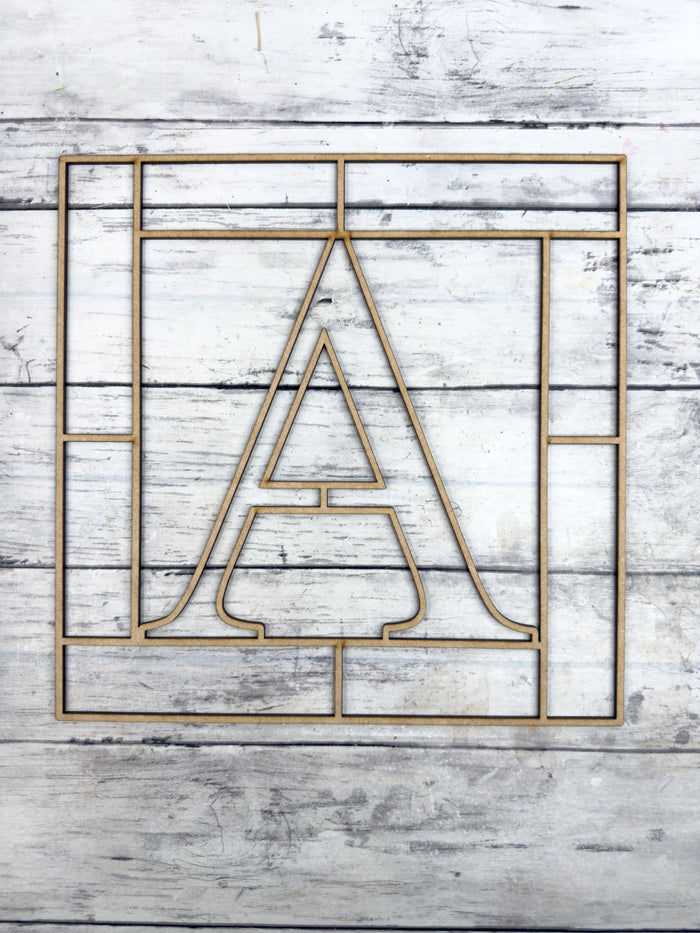Letter A Square Monogram Laser Cut Outline Frame Blank