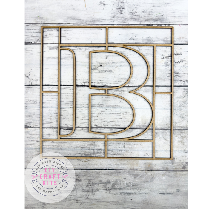 Letter B Square Monogram Laser Cut Outline Frame Blank