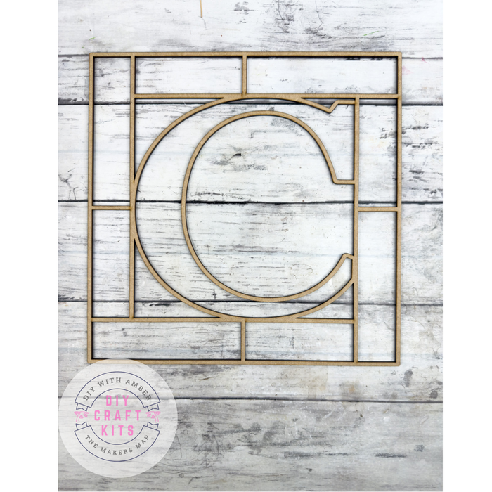 Letter C Square Monogram Laser Cut Outline Frame Blank