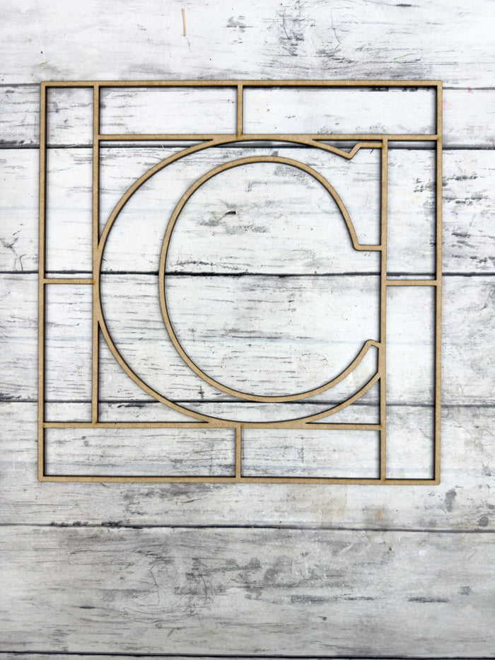 Letter C Square Monogram Laser Cut Outline Frame Blank