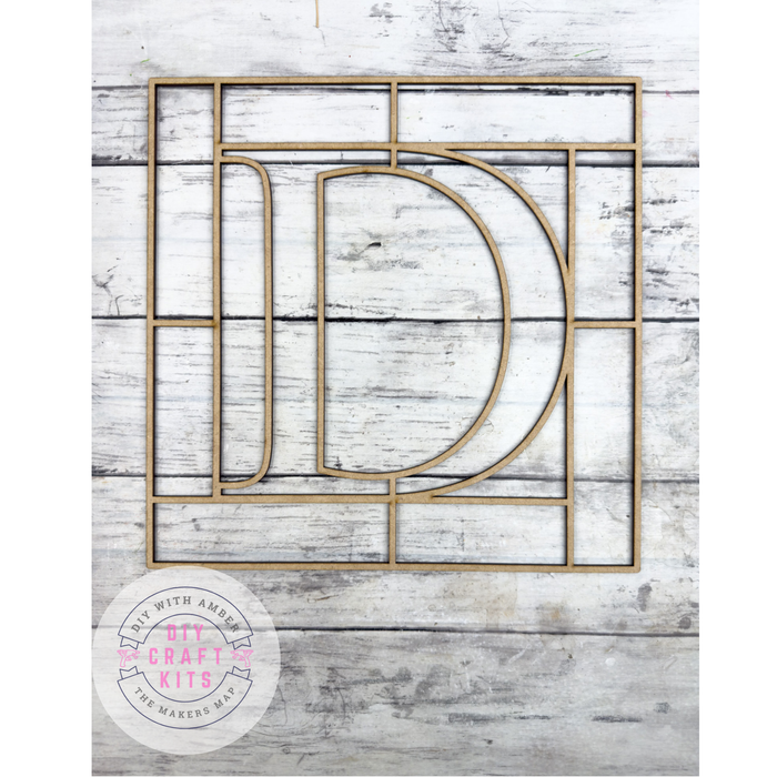 Letter D Square Monogram Laser Cut Outline Frame Blank