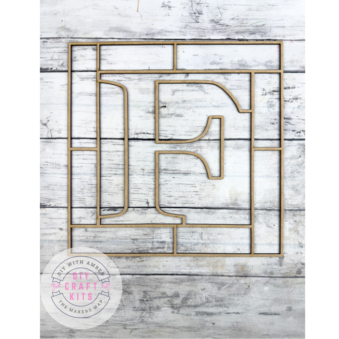 Letter F Square Monogram Laser Cut Outline Frame Blank