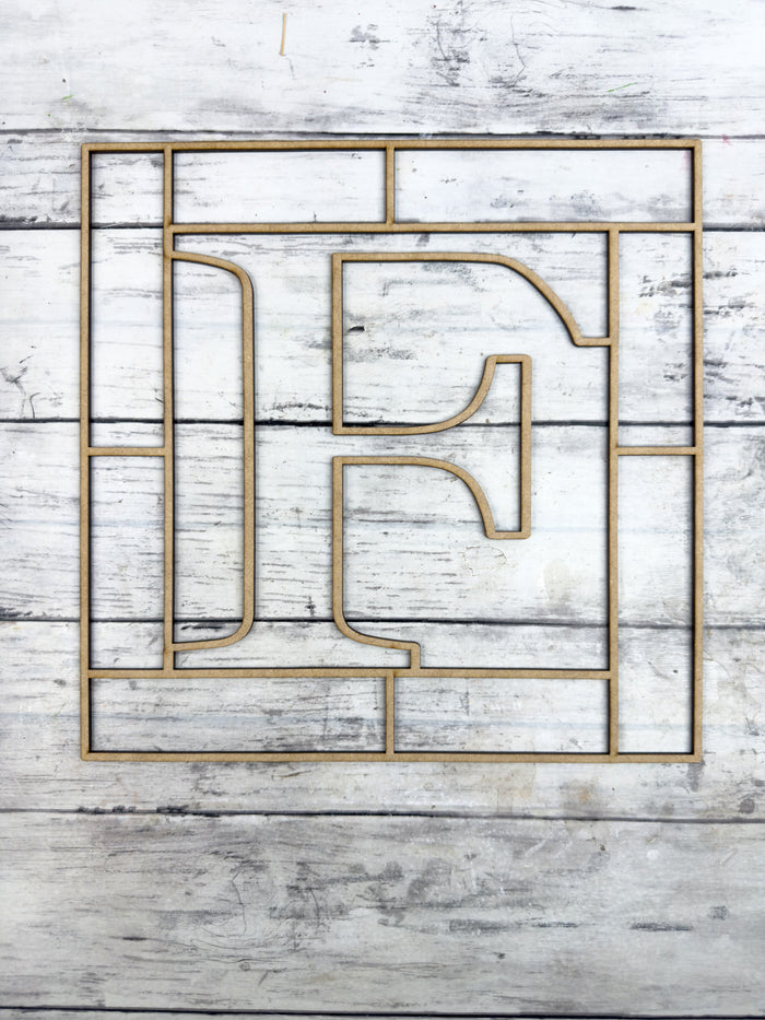 Letter F Square Monogram Laser Cut Outline Frame Blank