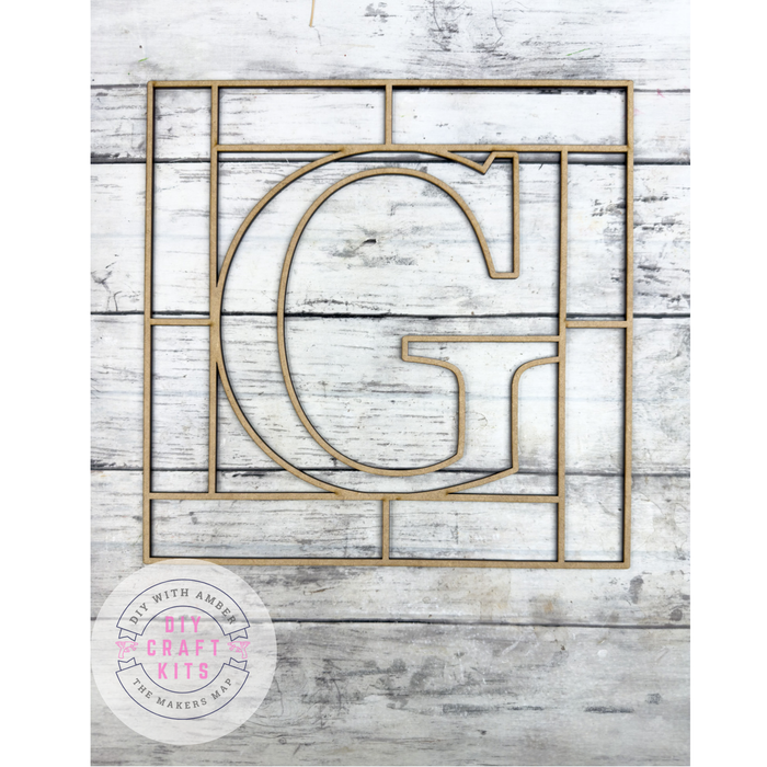 Letter G Square Monogram Laser Cut Outline Frame Blank