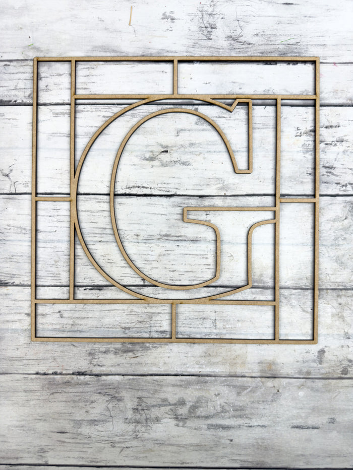 Letter G Square Monogram Laser Cut Outline Frame Blank