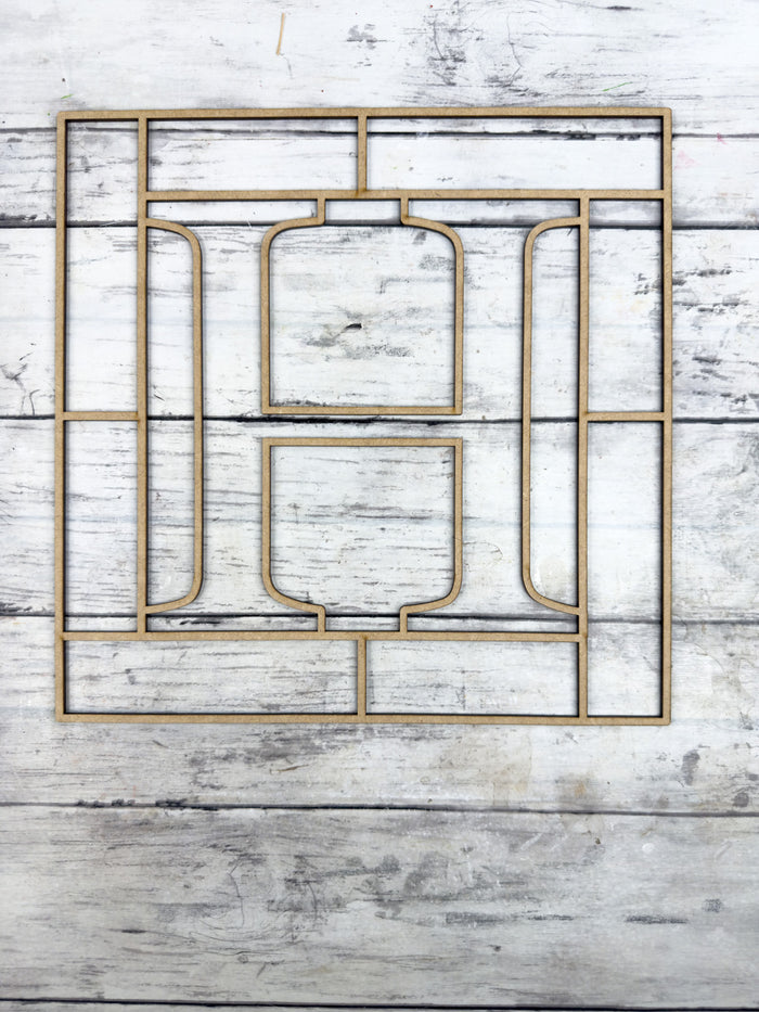 Letter H Square Monogram Laser Cut Outline Frame Blank