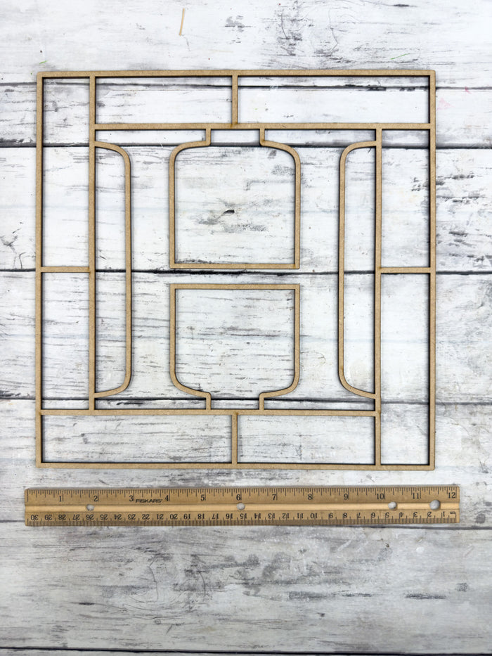 Letter H Square Monogram Laser Cut Outline Frame Blank