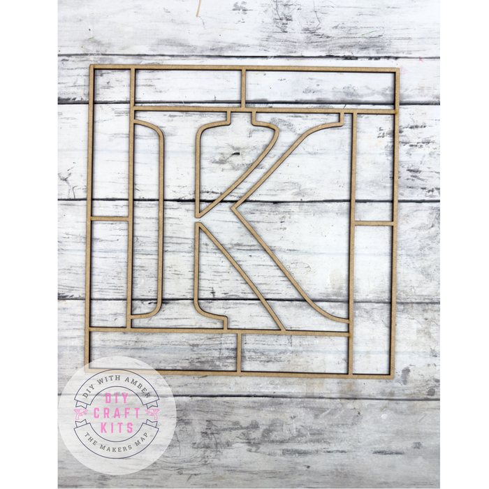 Letter K Square Monogram Laser Cut Outline Frame Blank