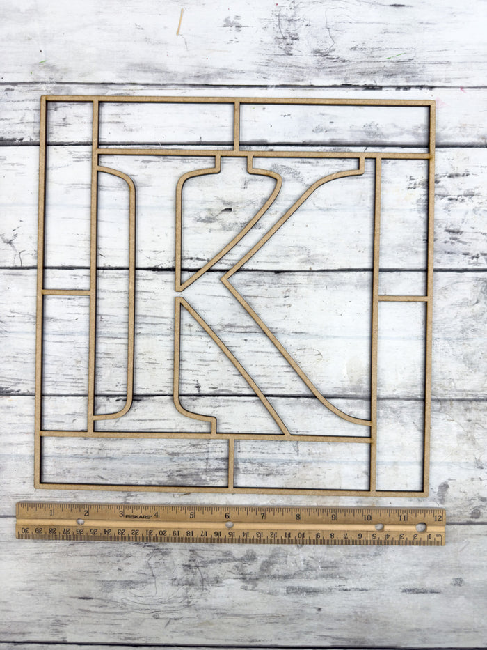 Letter K Square Monogram Laser Cut Outline Frame Blank