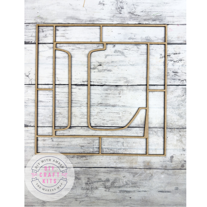 Letter L Square Monogram Laser Cut Outline Frame Blank
