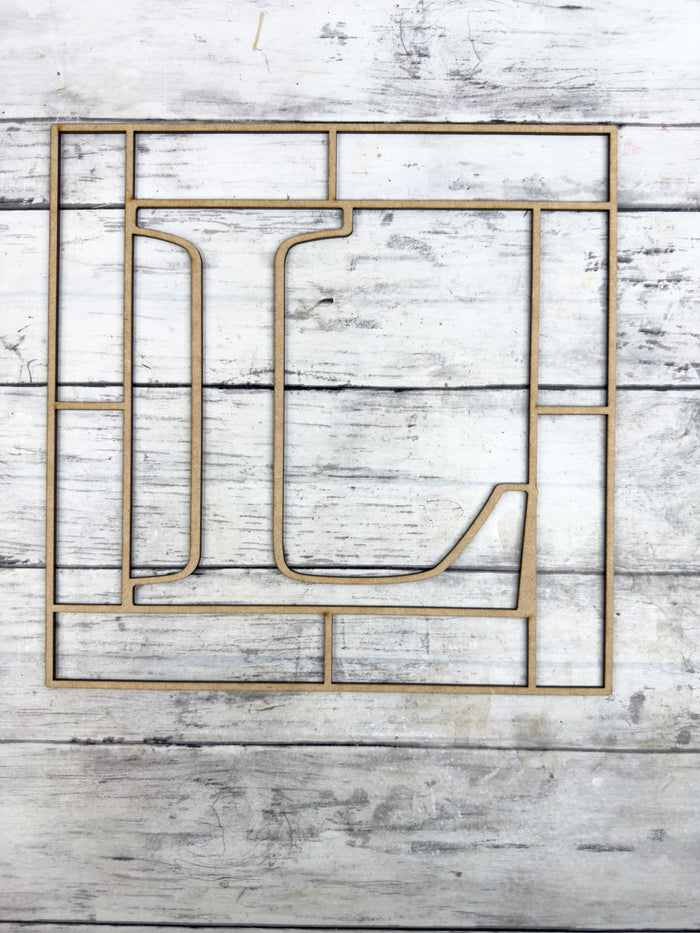 Letter L Square Monogram Laser Cut Outline Frame Blank