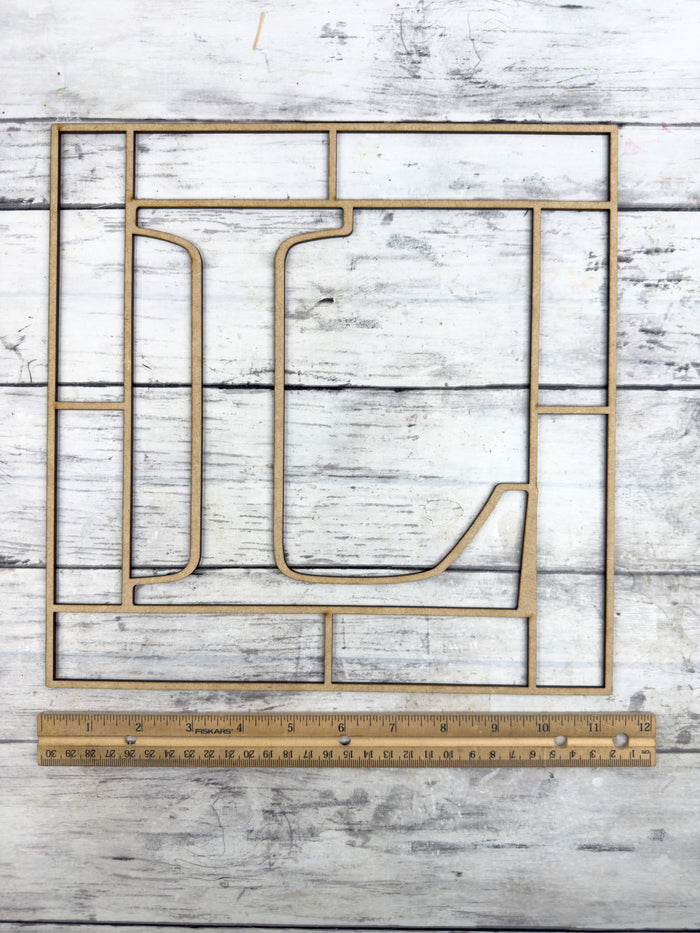 Letter L Square Monogram Laser Cut Outline Frame Blank