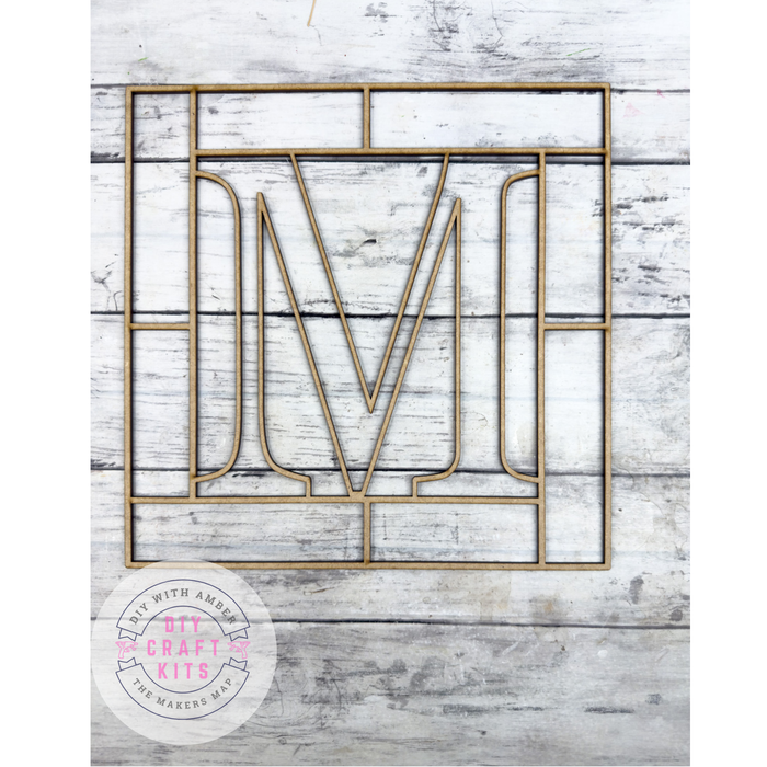 Letter M Square Monogram Laser Cut Outline Frame Blank