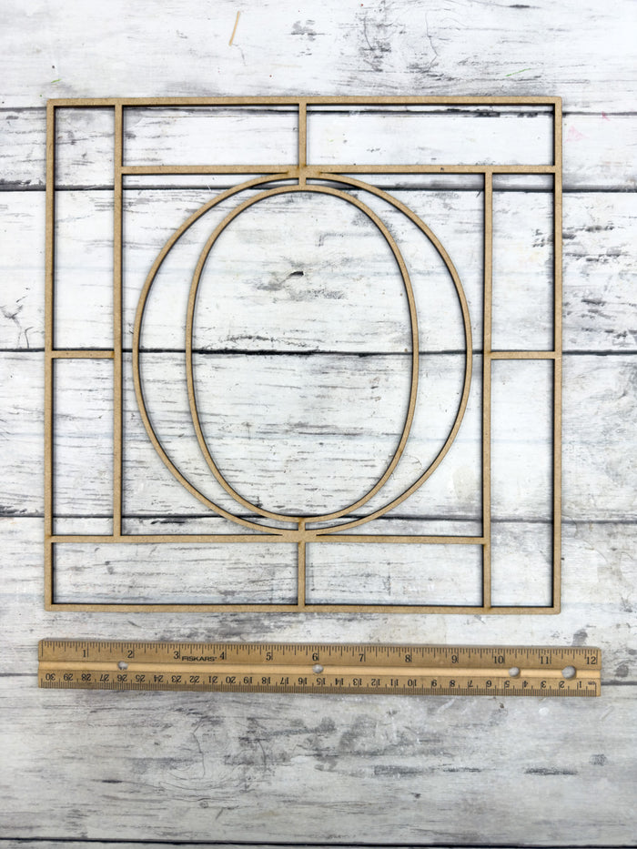 Letter O Square Monogram Laser Cut Outline Frame Blank