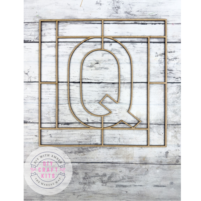 Letter Q Square Monogram Laser Cut Outline Frame Blank