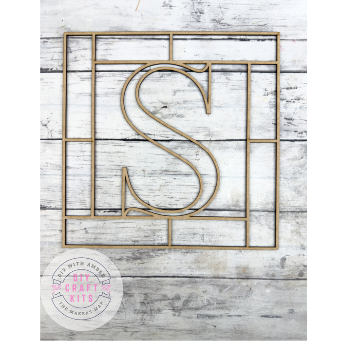 Letter S Square Monogram Laser Cut Outline Frame Blank