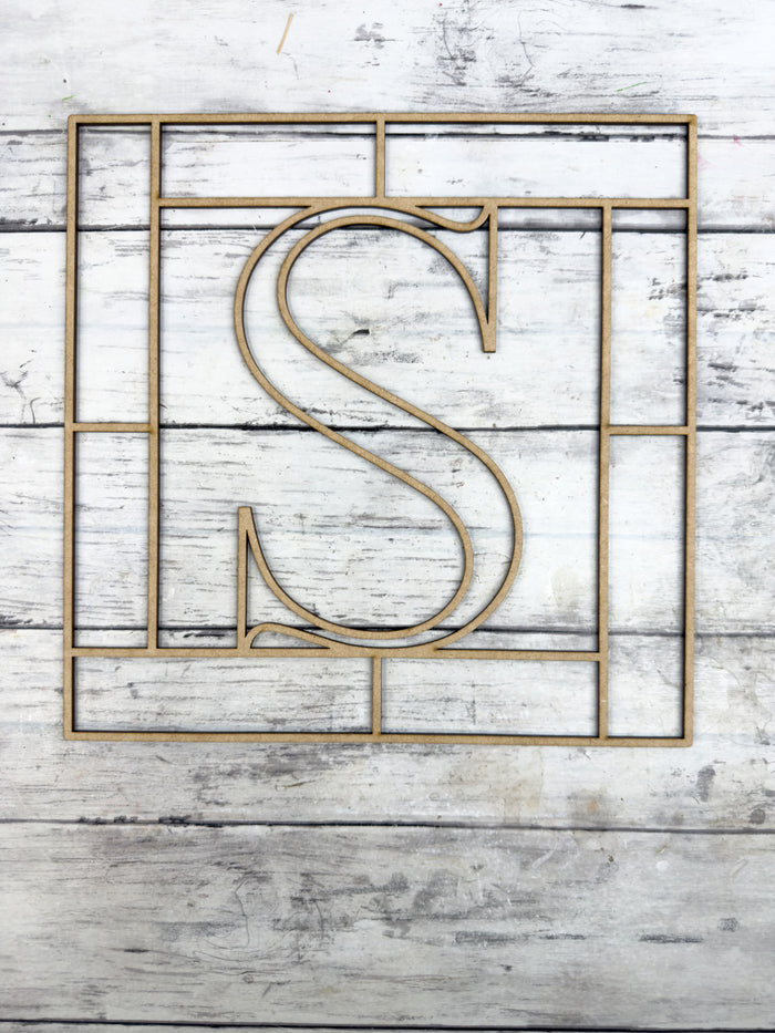 Letter S Square Monogram Laser Cut Outline Frame Blank
