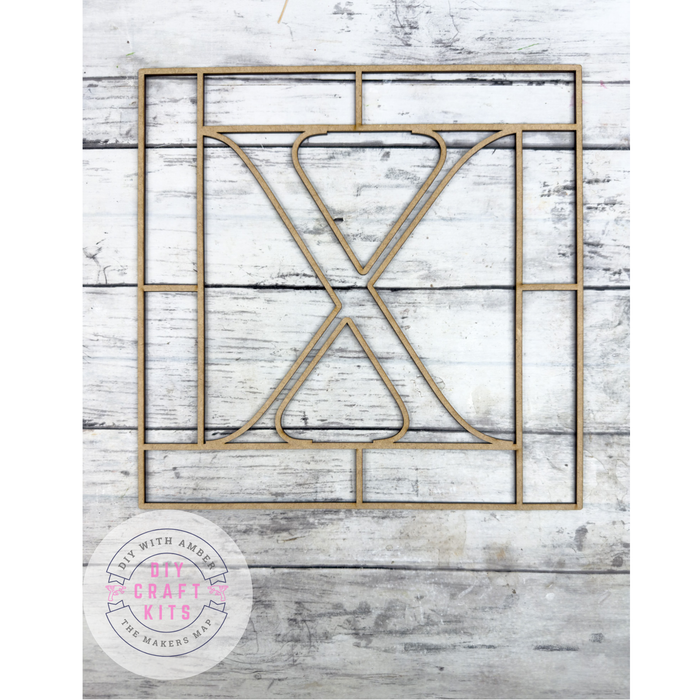 Letter X Square Monogram Laser Cut Outline Frame Blank