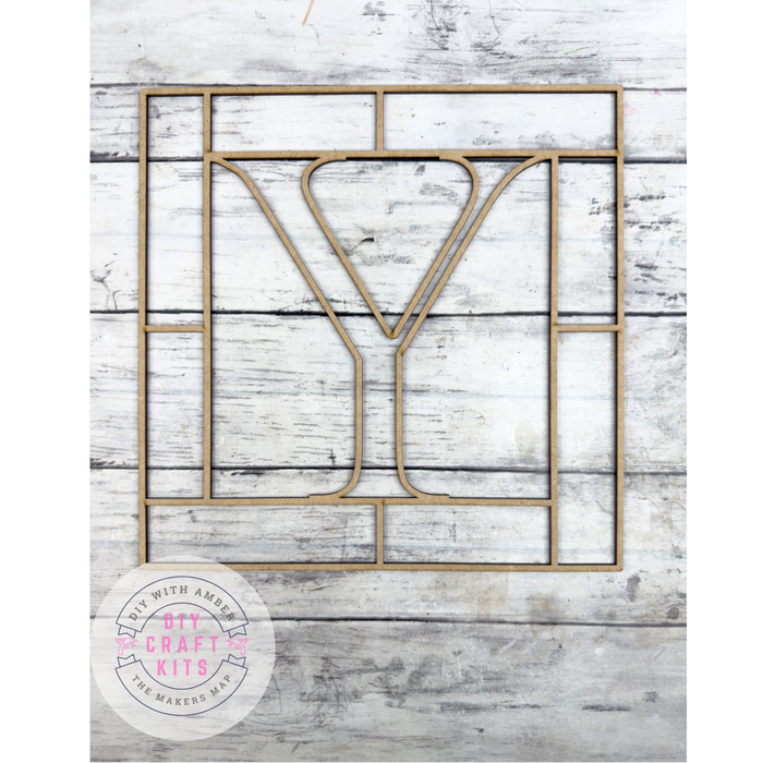 Letter Y Square Monogram Laser Cut Outline Frame Blank