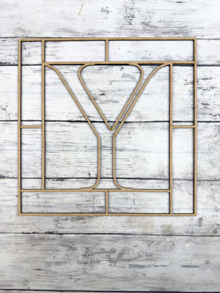 Letter Y Square Monogram Laser Cut Outline Frame Blank