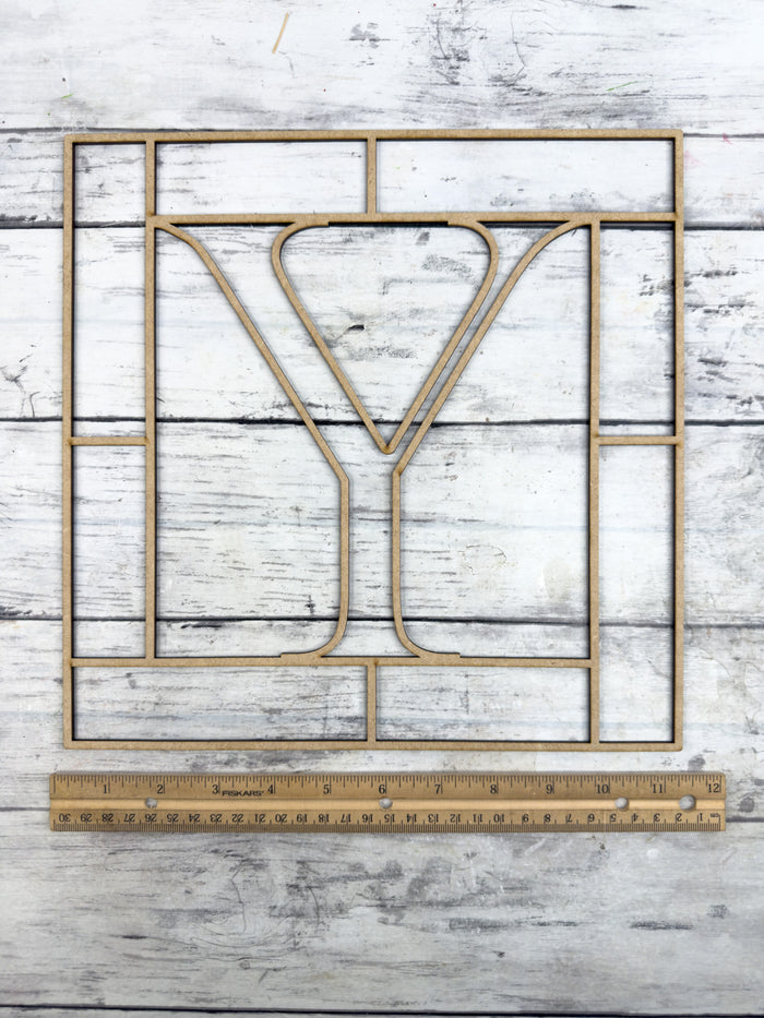 Letter Y Square Monogram Laser Cut Outline Frame Blank