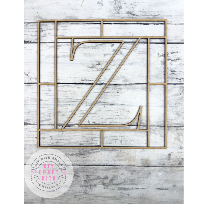 Letter Z Square Monogram Laser Cut Outline Frame Blank