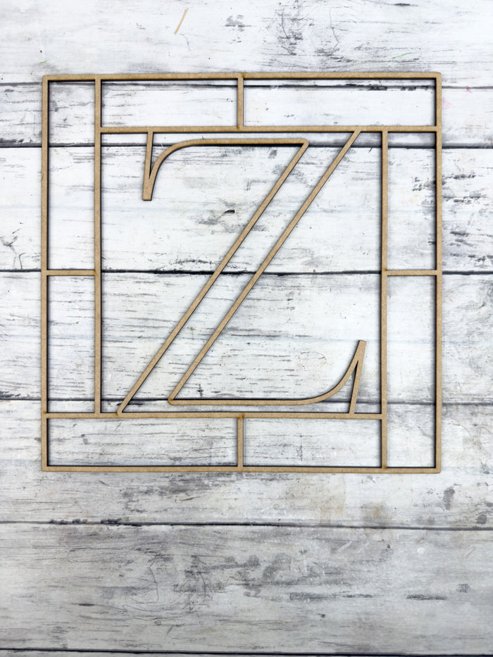 Letter Z Square Monogram Laser Cut Outline Frame Blank