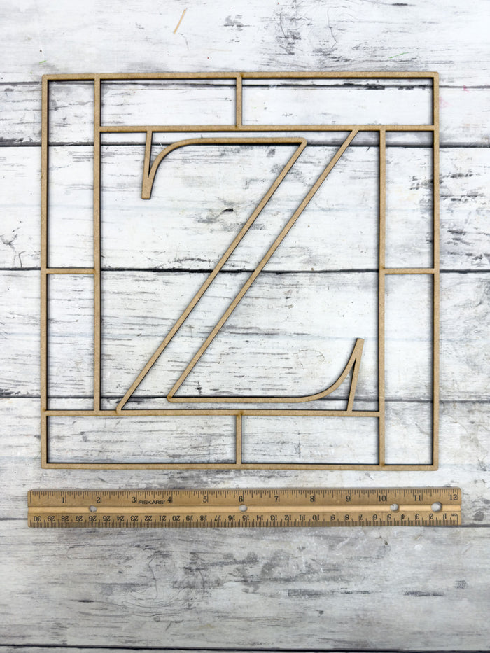 Letter Z Square Monogram Laser Cut Outline Frame Blank